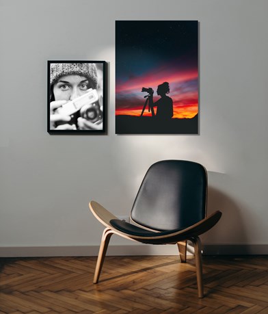 Fotoprints geplakt op aluminium en 1 voorzien van baklijst 